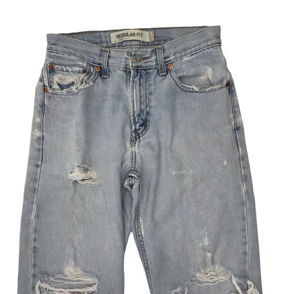 Levi's 505 Light Wash Regular Fit Extreme Distressed Jeans Size 30 - Picture 2 of 11